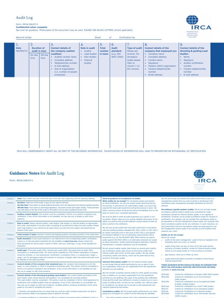 IRCA Form | PDF