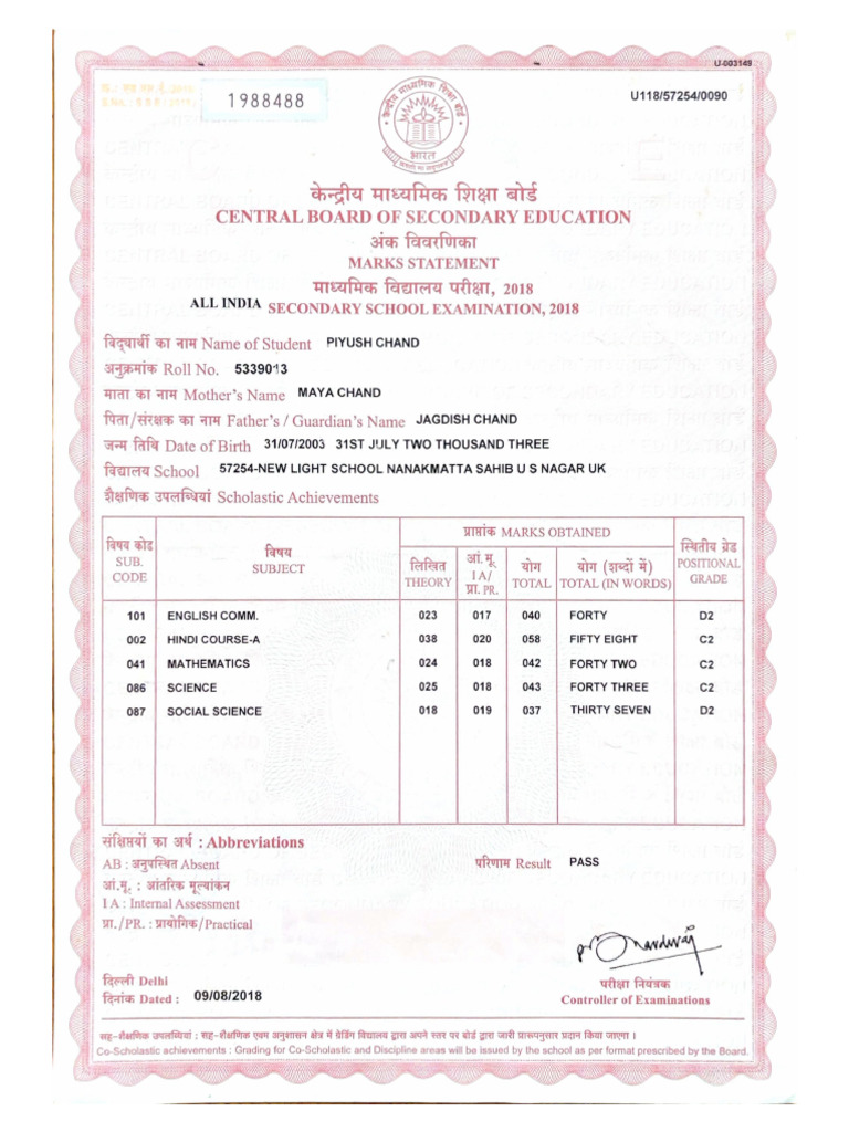 High School Certificate | PDF