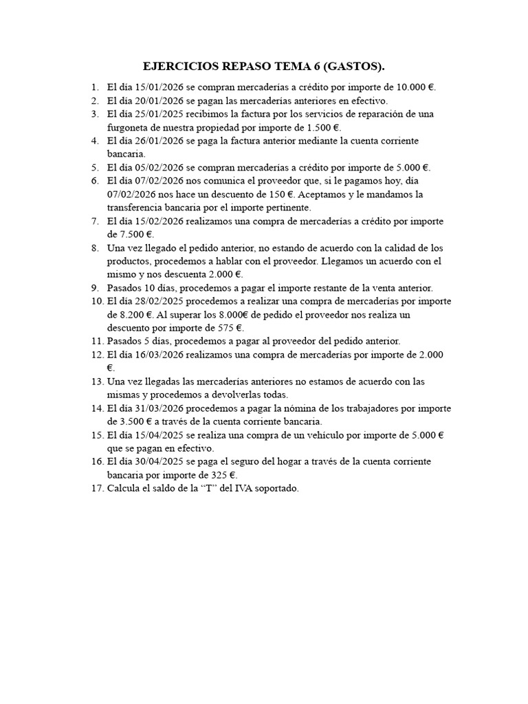 Ejercicios Repaso Tema 6 | PDF