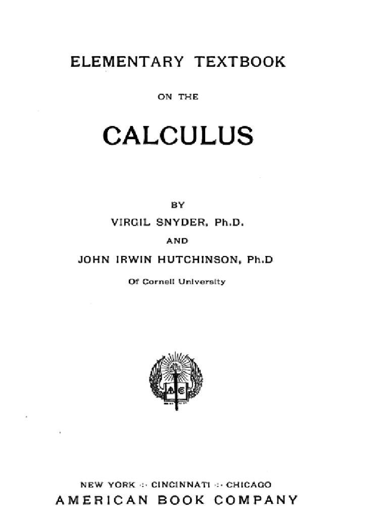 Elementary Textbook On The Calculus - Snyder | PDF | Teaching ...