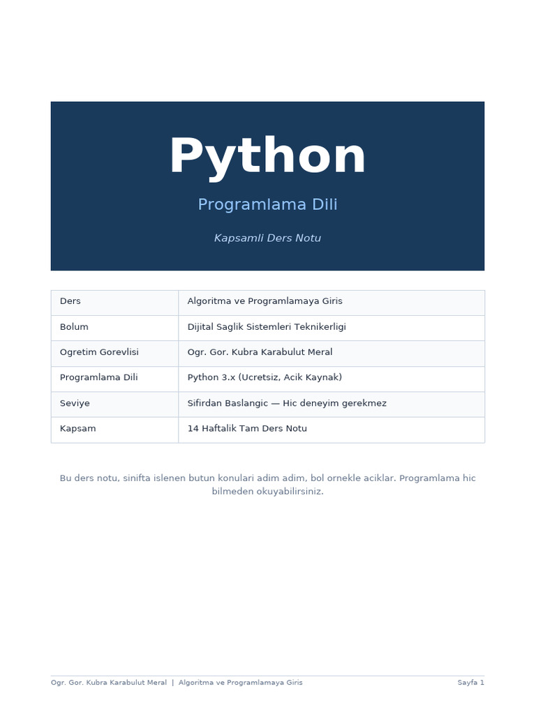 Python Ders Notu | PDF