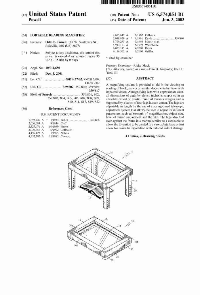 Portable Reading Magnifier (US Patent 6574051) PDF