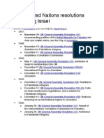 List of United Nations Resolutions Concerning Israel