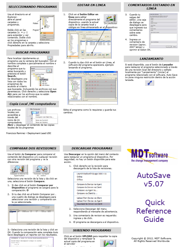 Training Autosave V507 Quick Reference Guide ESPAÑOL | PDF | Programa ...