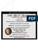 118th Church Anniversary Schedule of Events