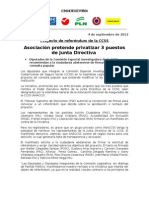 Comunicado y Manifiesto - Referendum CCSS (4-9-2012) Comisión Especial