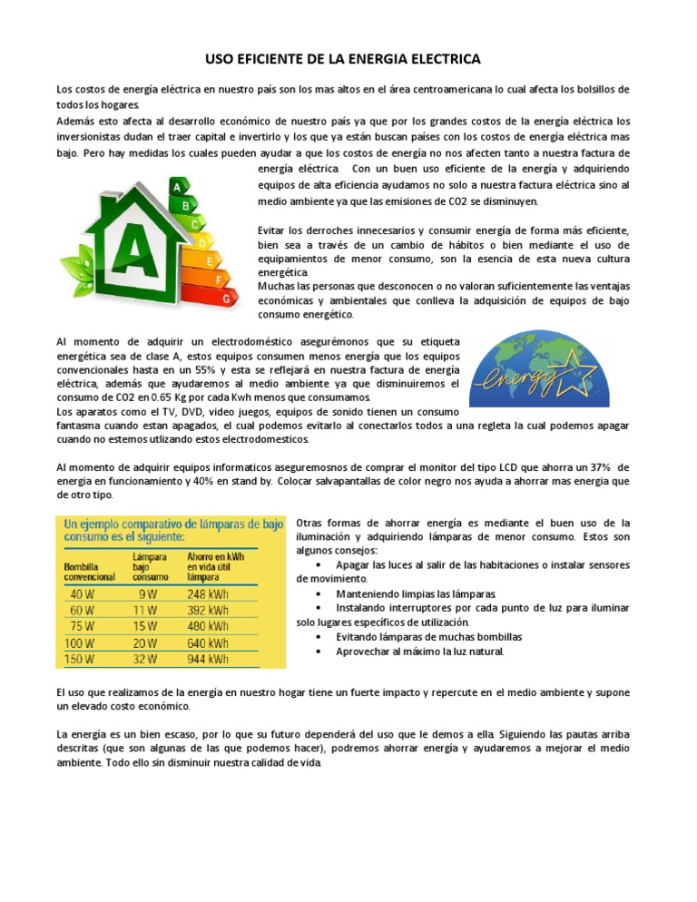 Uso Eficiente de la Energía Eléctrica | PDF | Lámpara compacta ...