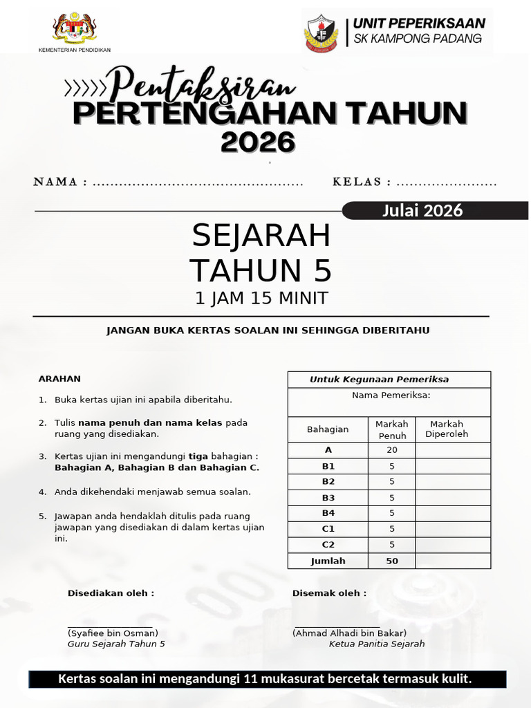 Cover Skrip Soalan PPT 2026 | PDF