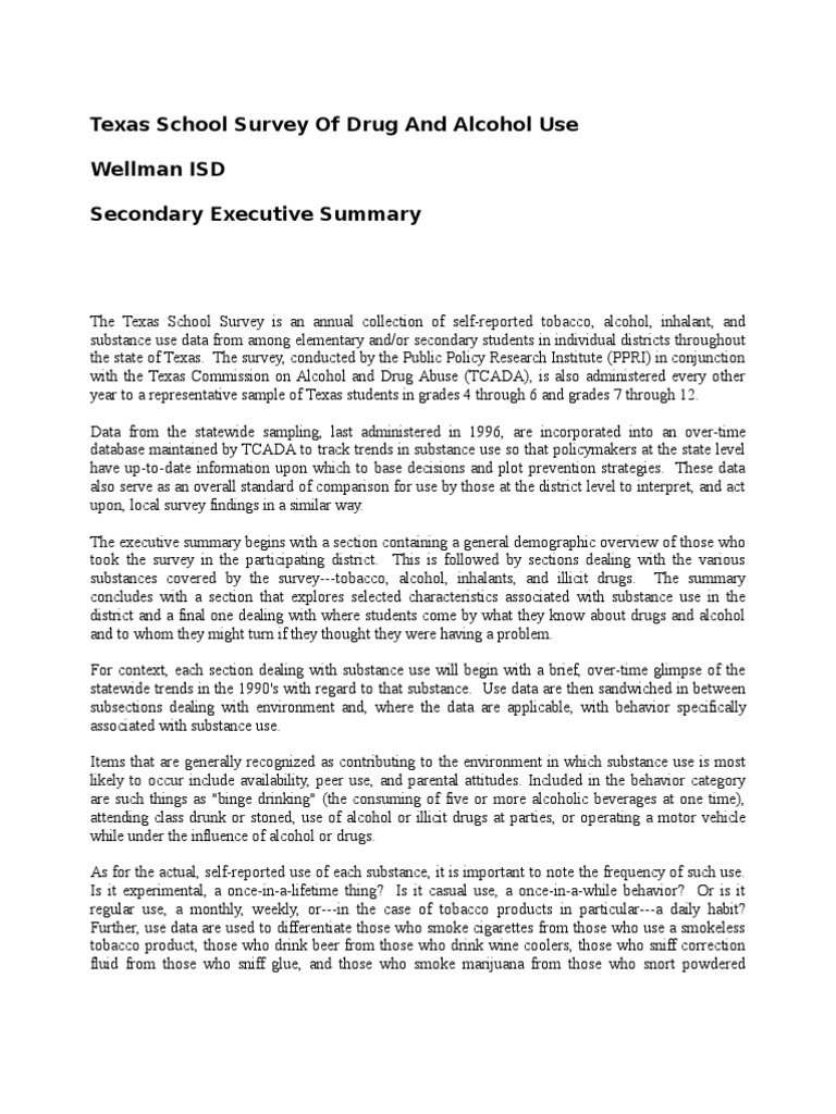 TERRY COUNTY WellmanUnion CISD 1997 Texas School Survey of Drug