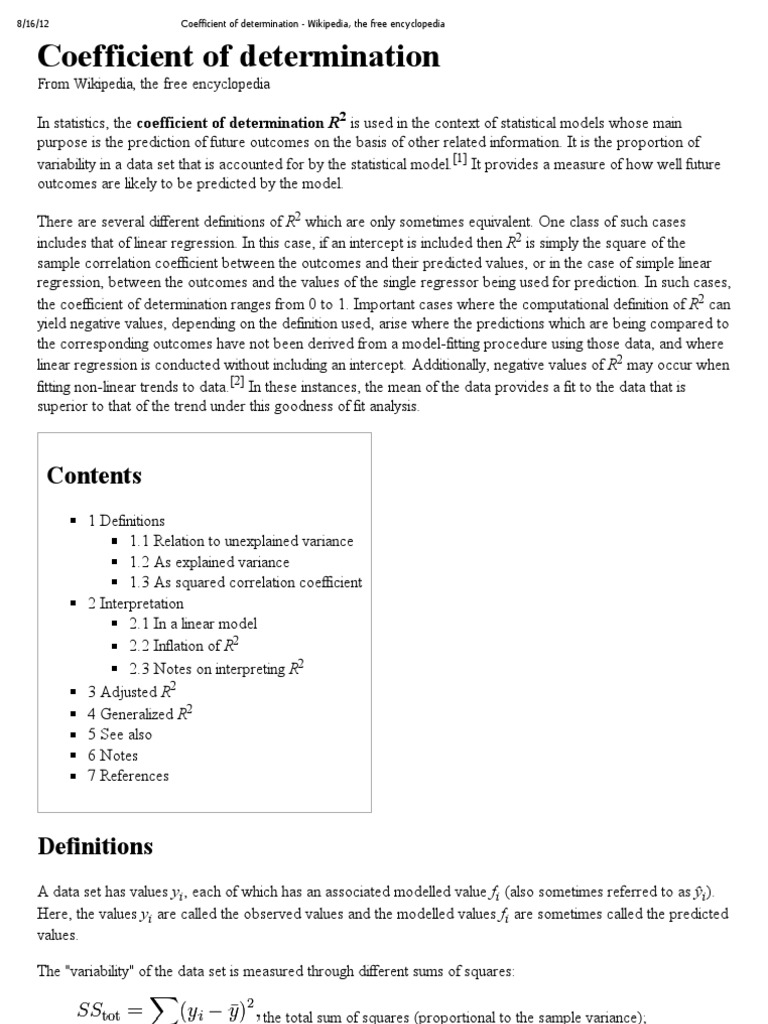Coefficient of Determination | Download Free PDF | Coefficient Of ...