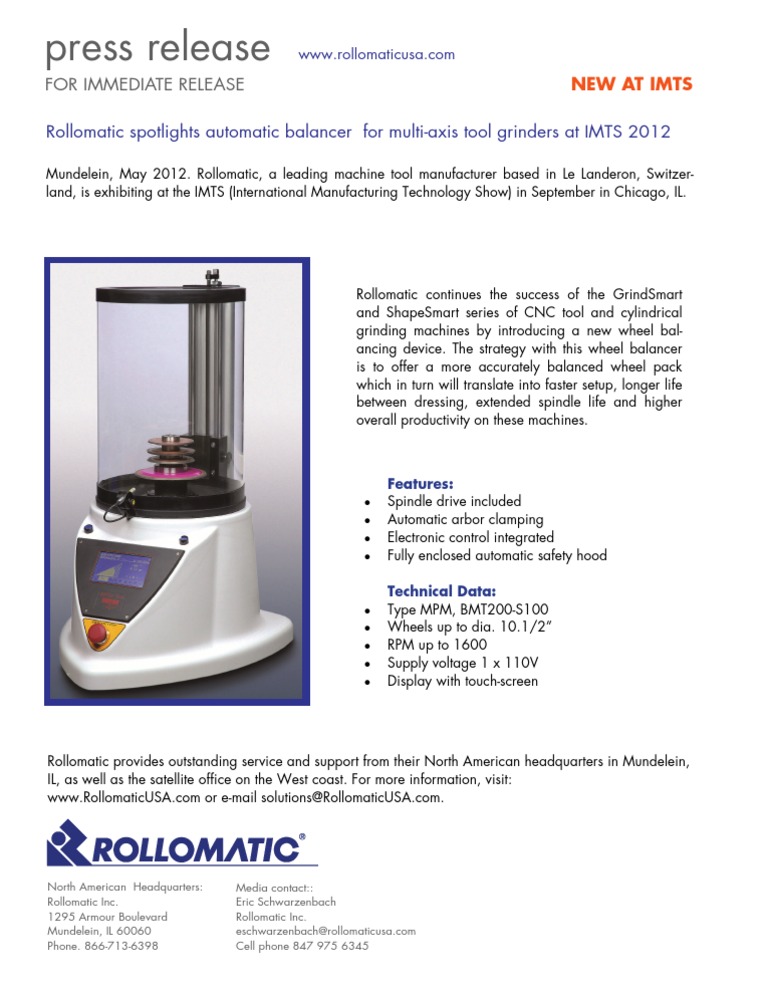 Rollomatic's New Wheel Balancer at IMTS | PDF