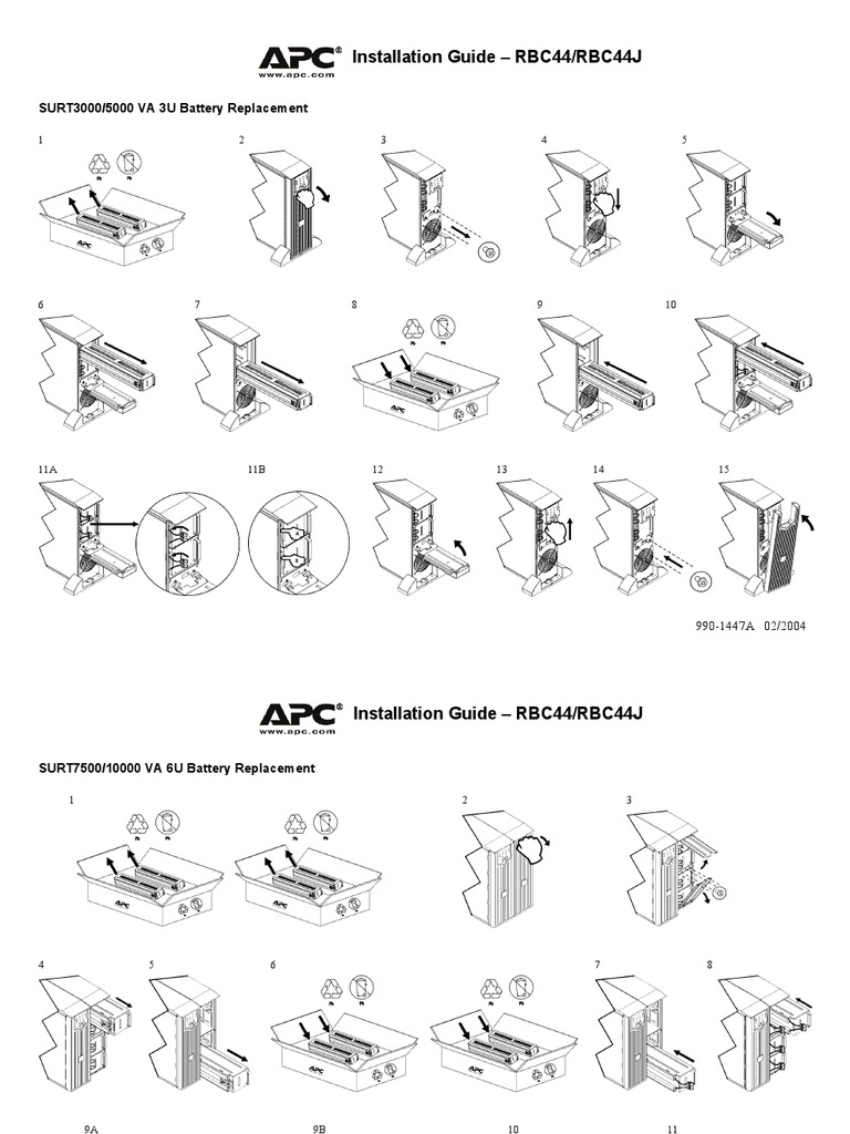 Installation Guide - RBC44/RBC44J: SURT3000/5000 VA 3U Battery ...