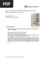 Cambium Networks PTP 250 Release Note System Release PTP 250-02-01