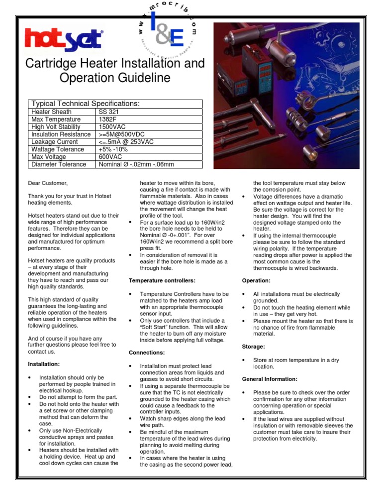 Cartridge Heater Installation Guide Thermocouple Hvac