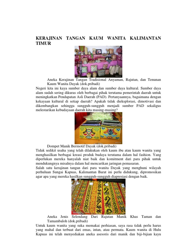  Kerajinan  Tangan  Kaum Wanita  Kalimantan Timur