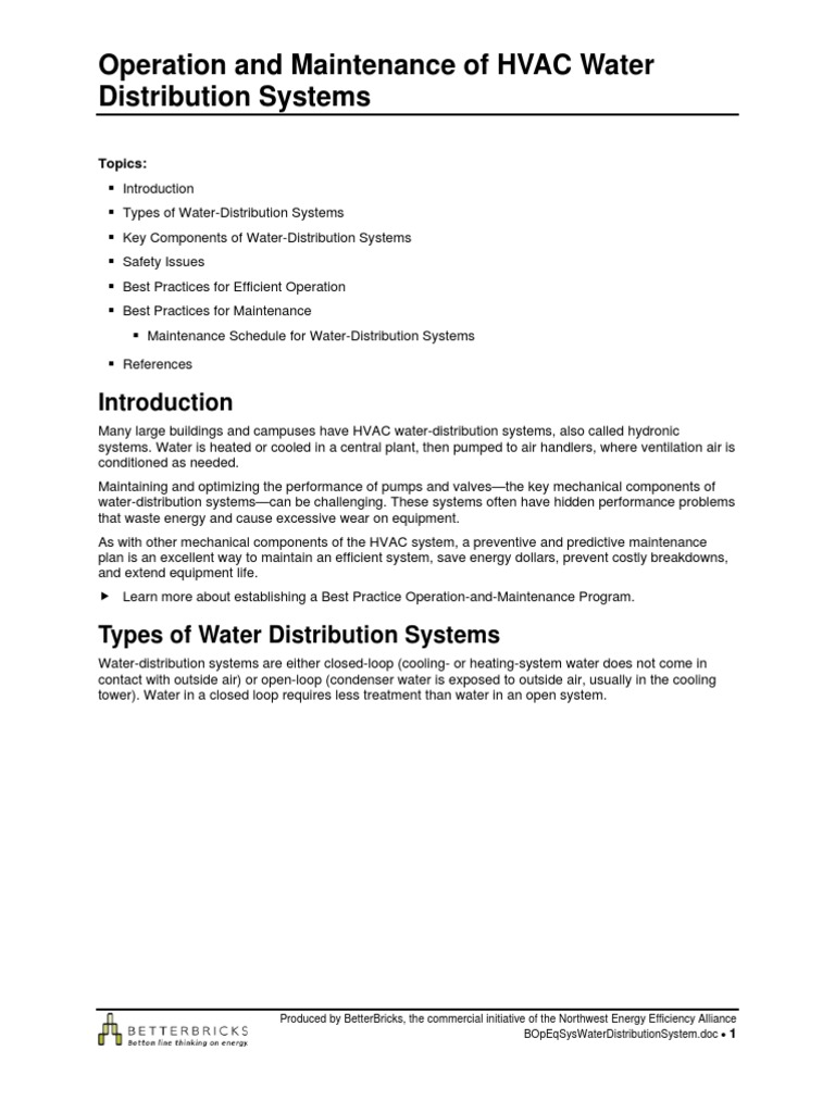 Operation and Maintenance of HVAC Water System | PDF | Hvac | Valve