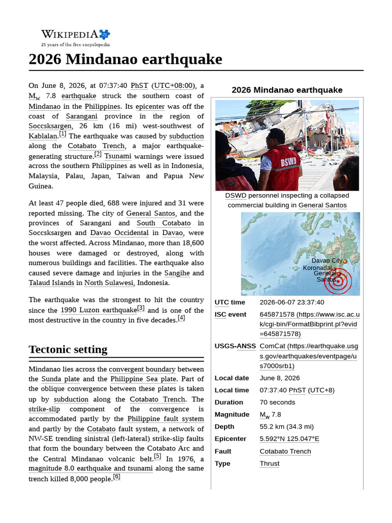 2026 Mindanao Earthquake | PDF | Earthquakes | Mindanao