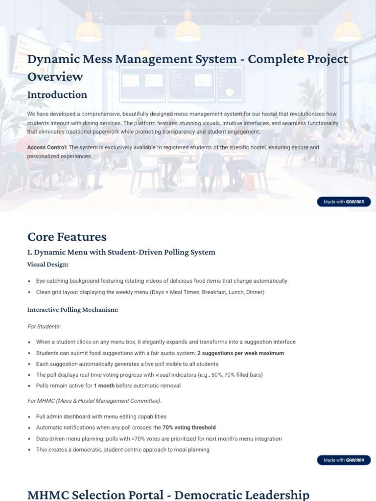 Dynamic Mess Management System Complete Project Overview | PDF | Diet ...