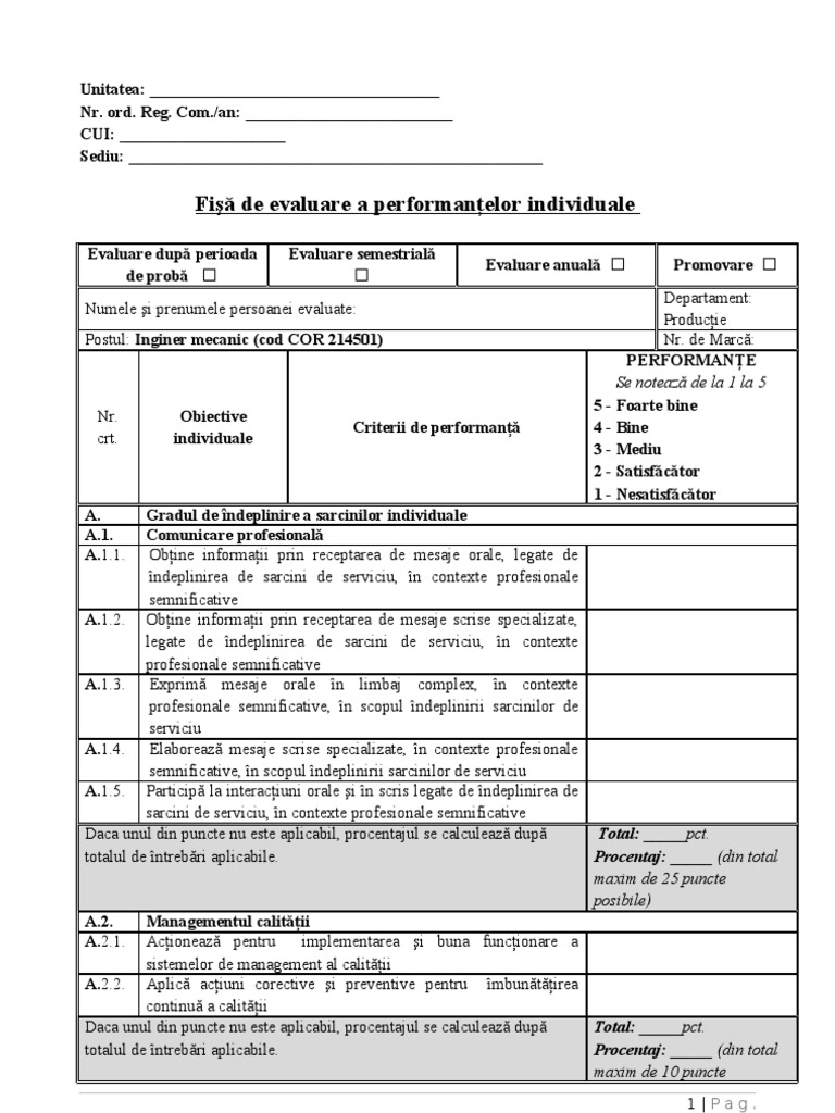 Inginer Mecanic (Cod COR 214501) | PDF