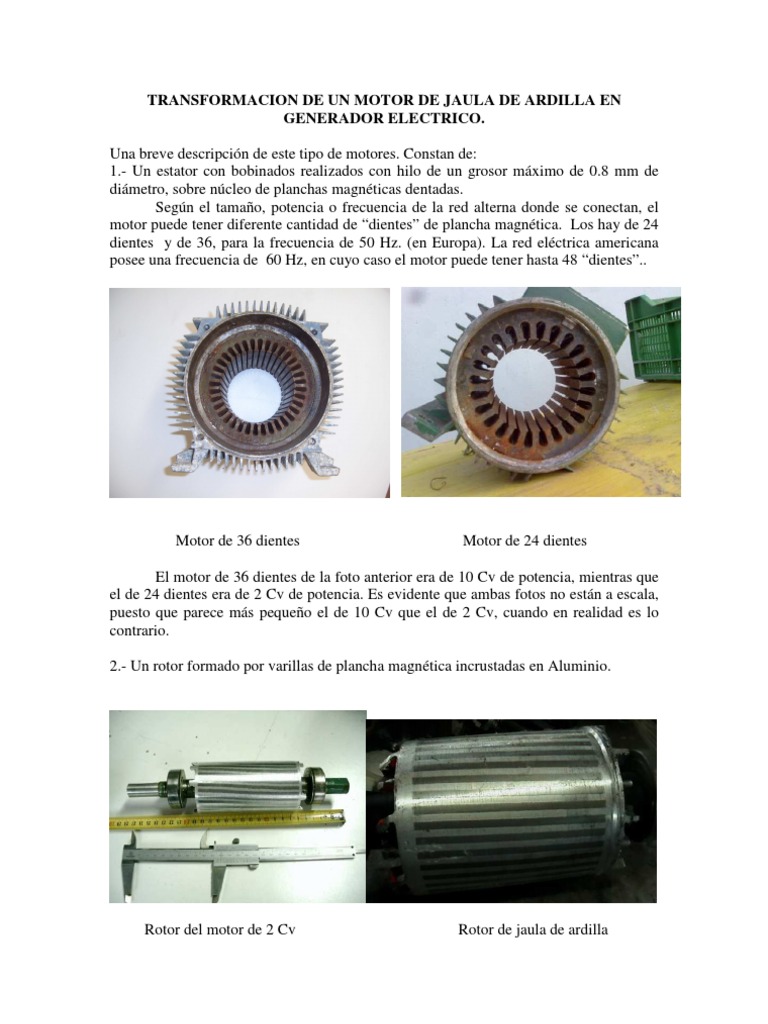 de Un Motor 2Cv en Un Generador para Sistema | PDF eléctrico | Motor eléctrico