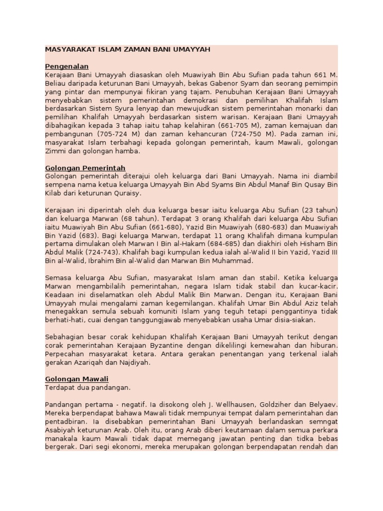 Masyarakat Islam Zaman Bani Umayyah Pdf