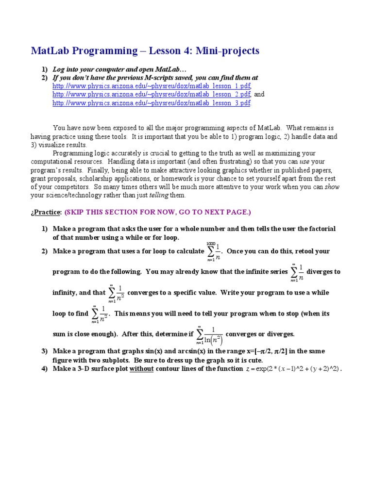 Matlab Lesson 4 | PDF