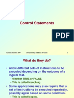 Control Statements: Autumn Semester 2009 Programming and Data Structure 1