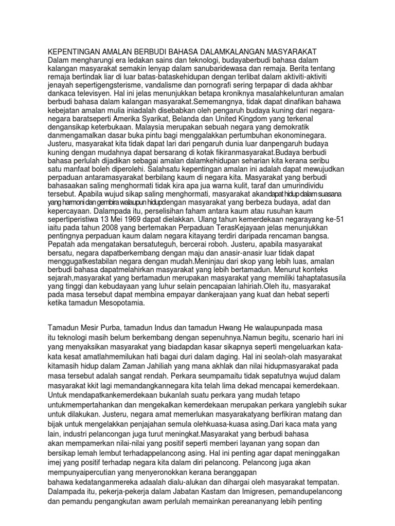 karangan amalan berbudi bahasa
