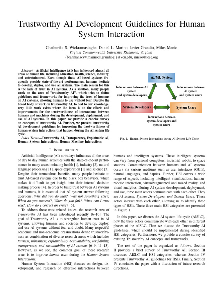 Trustworthy AI Development Guidelines For Human System Interaction ...