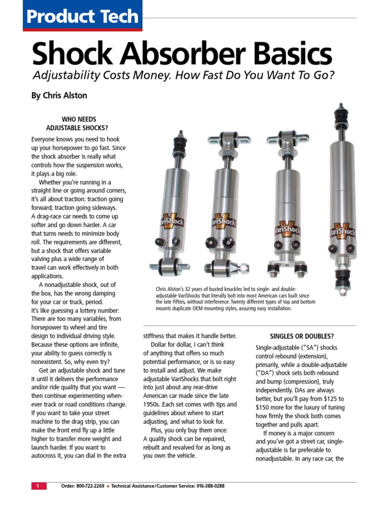 Shock Absorber Basics Adjustability Costs Money. How Fast Do You Want