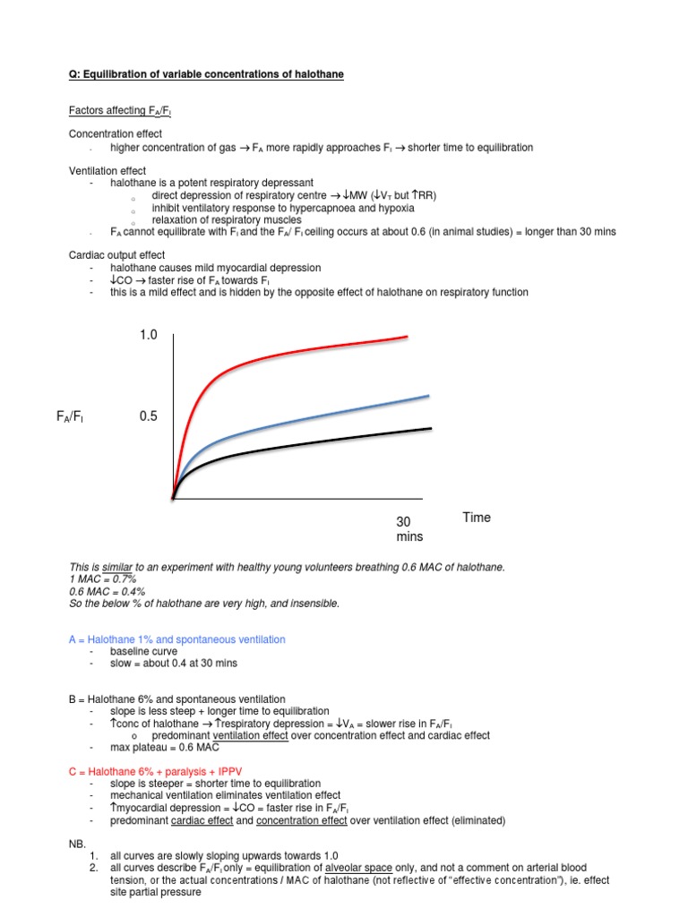 Halothane Concentration and Equilibration Factors | PDF