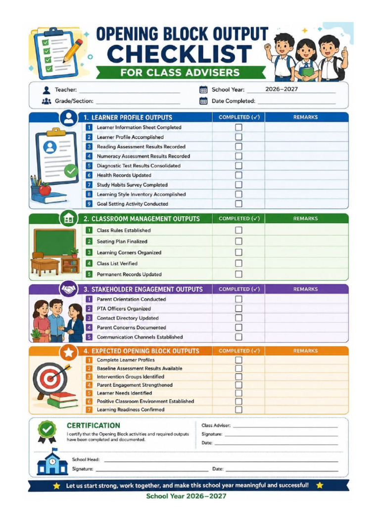 Opening Block Checklist | PDF