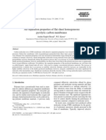 Air Separation Properties of Flat Sheet Homogeneous Pyrolytic Carbon Membranes