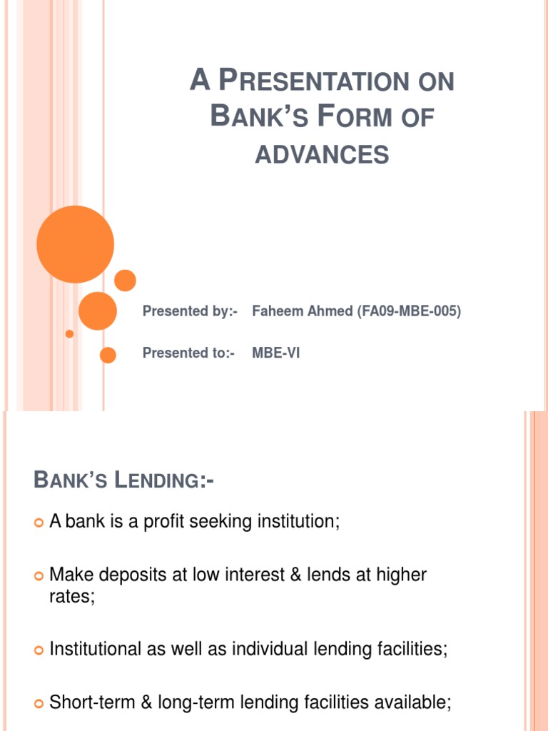 An InDepth Look at Bank Lending Forms of Advances, Security Types
