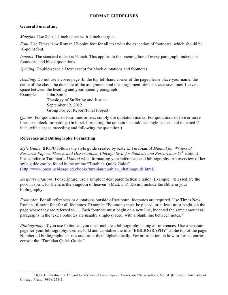 Turabian Format Guidelines Overview | PDF | A Manual For Writers Of ...
