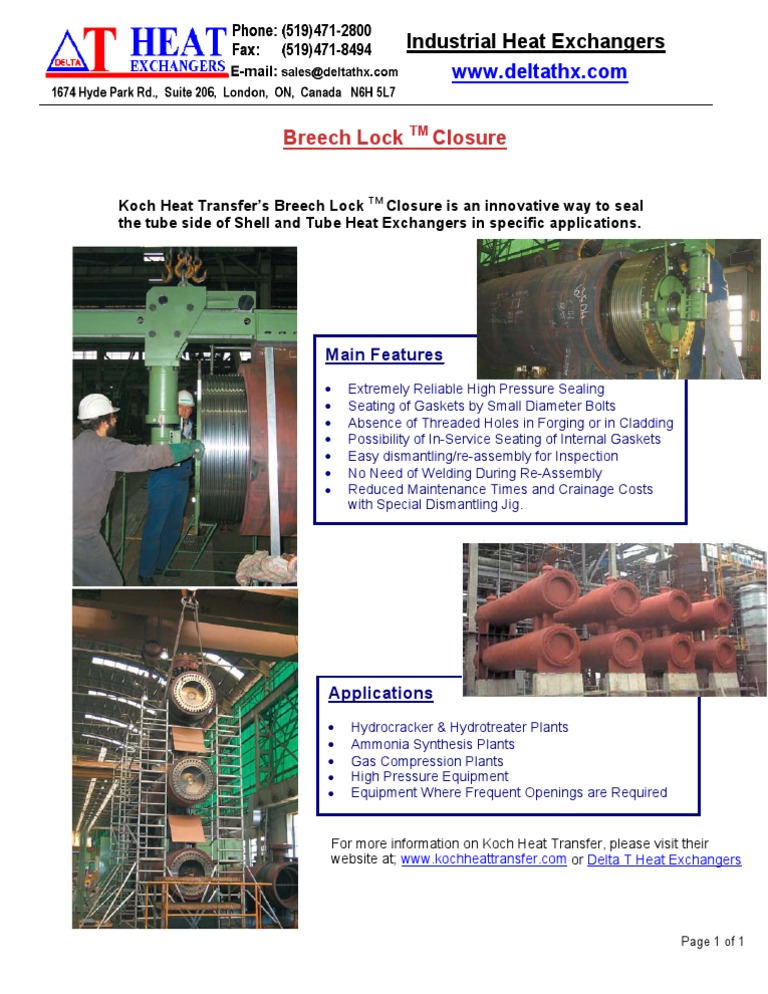 Breech Lock Heat Exchanger Overview | PDF