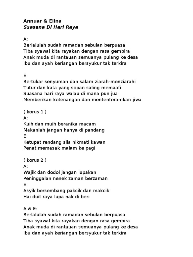 Lagu Raya Lirik