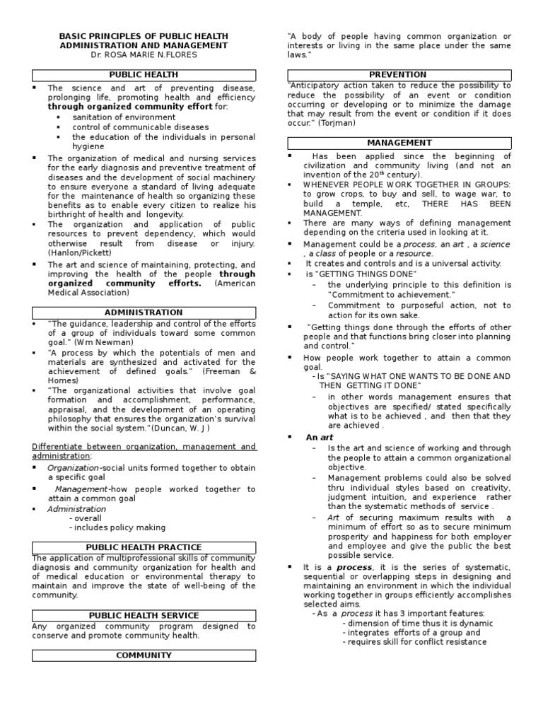 Public Health Administration and Management Program, PDF