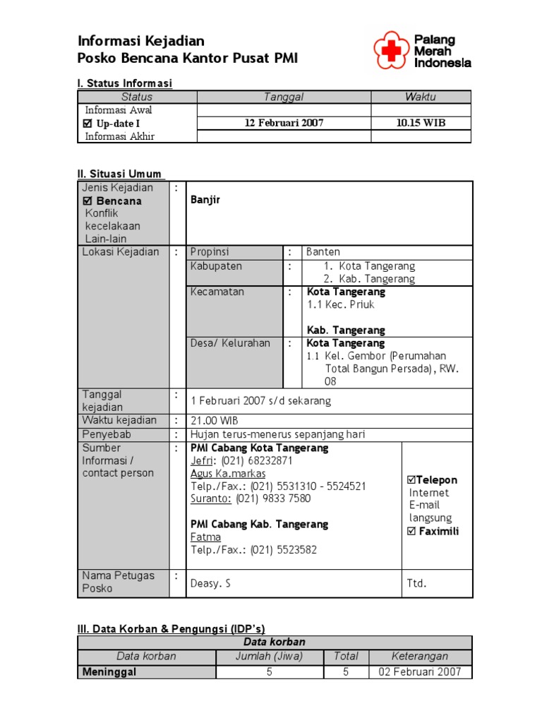 Contoh Format Laporan Bencana
