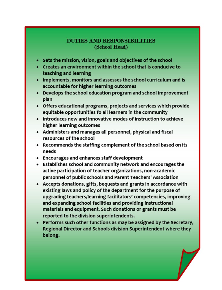 Duties Principal | Pdf