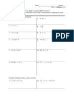 0.02 (H) - Algebra Review WKST