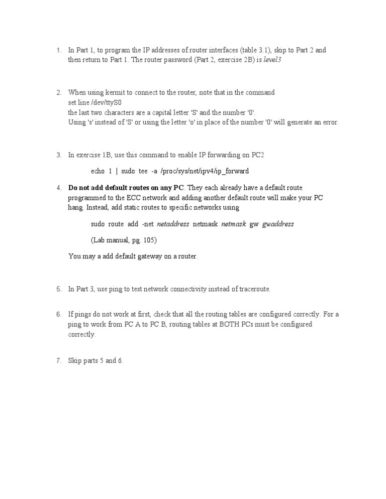 Networking Lab Instructions | PDF
