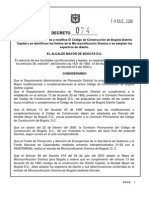 Decreto 074 Microzonificación Bogota