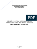 OPERAÇÃO E CONTROLE DA PRODUÇÃO DE ÁGUA PURIFICADA PARA USO LABORATORIAL – ESTUDO DE CASO DA EMBRAPA GADO DE LEITE