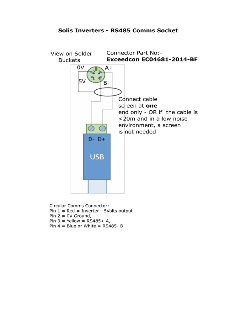 Solis RS485 Comms Connector Wiring | PDF