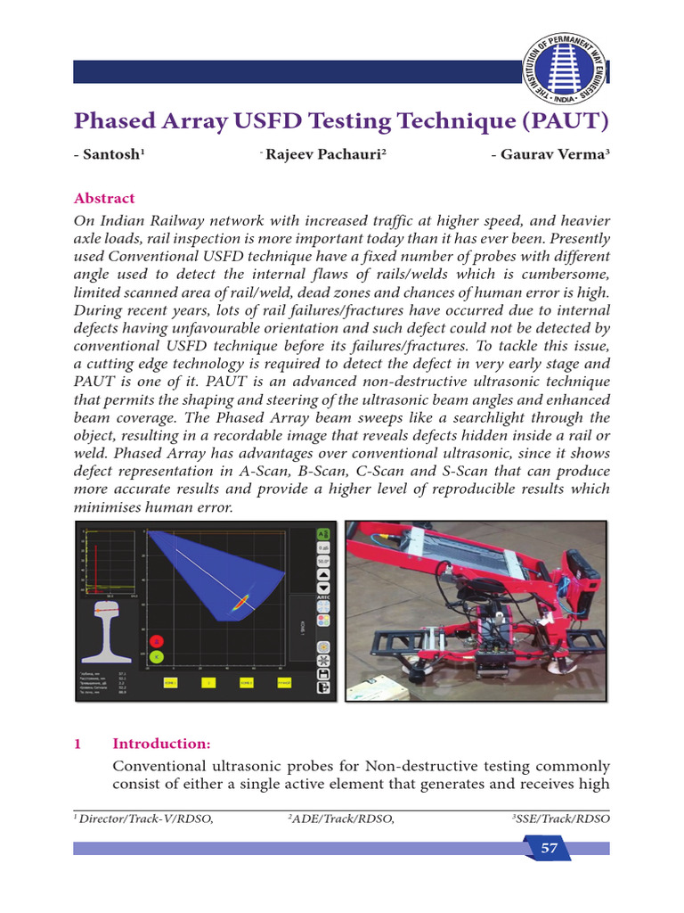 RDSO Phased Array USFD Testing Technique (PAUT) | PDF | Beam (Nautical ...