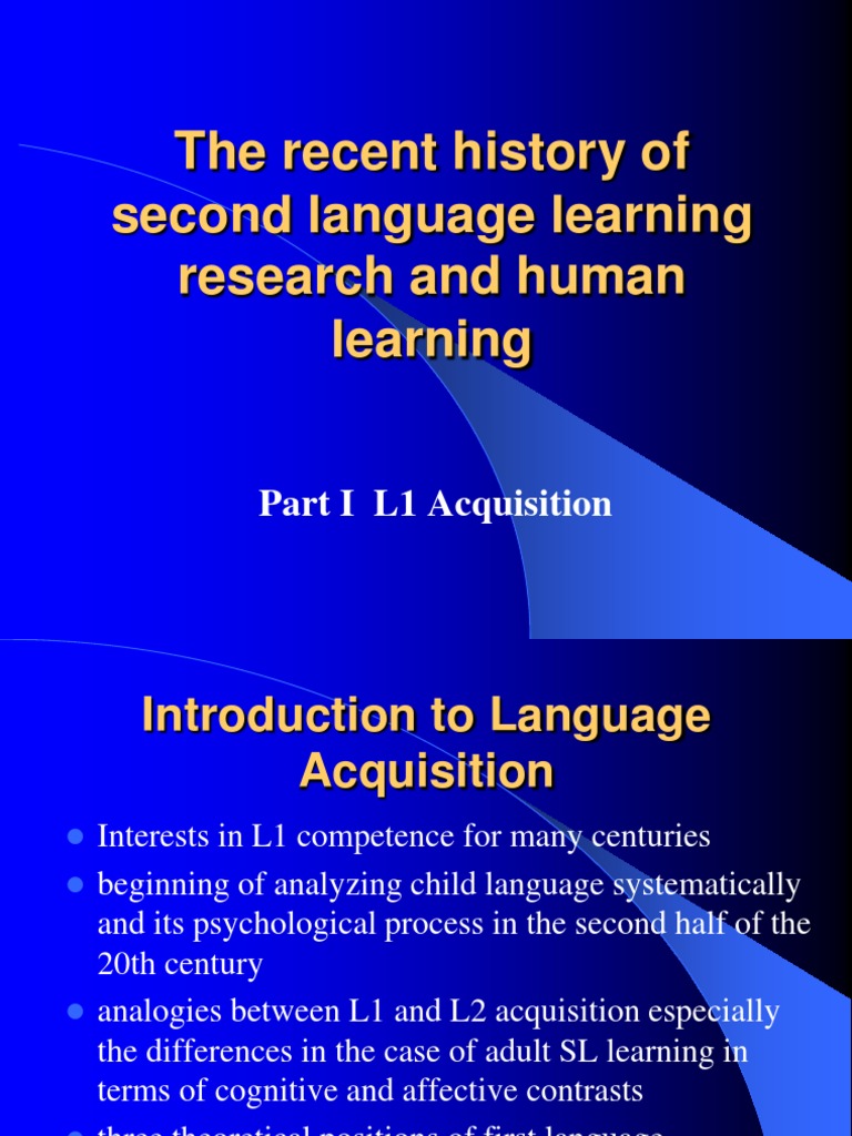 Theories of First Language Acquisition | PDF | Second Language ...