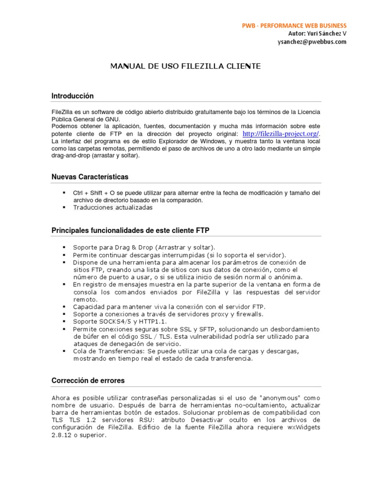 Manual de Uso Filezilla Cliente PDF Transport Layer Security