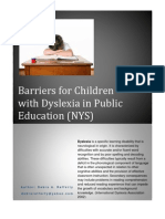 Barriers For Students With Dyslexia in Public Education (New York State)