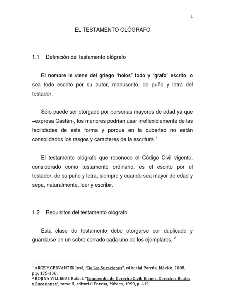 El Testamento Ológrafo PDF Voluntad y testamento Documentos legales